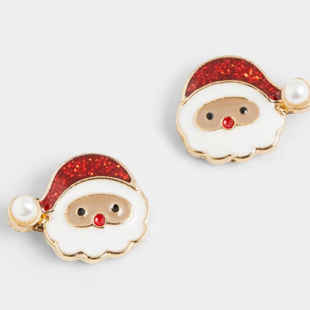 Santa Enamel Stud Earrings - Christmas